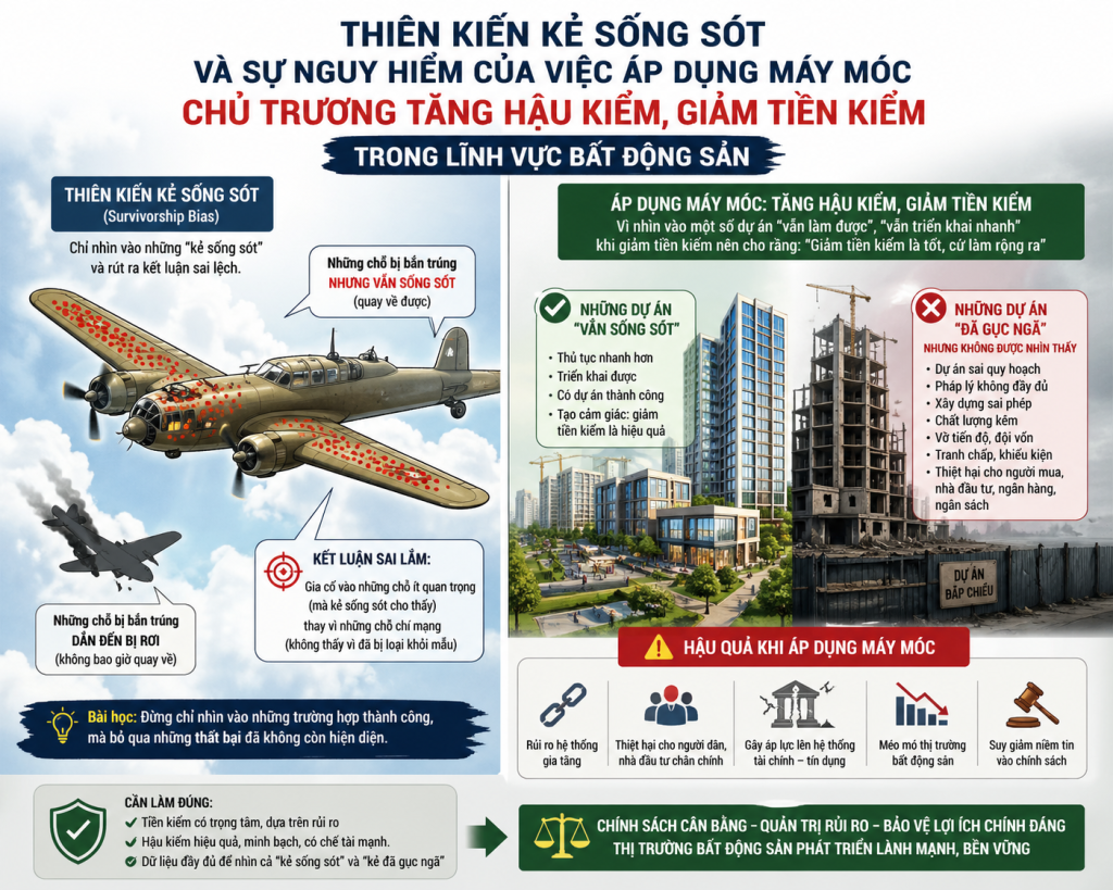 Thiên kiến kẻ sống sót và chủ trương tăng hậu kiểm, giảm tiền kiểm trong giao dịch bất động sản