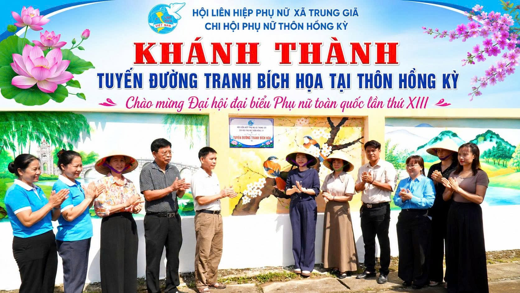 Xã Trung Giã khánh thành công trình “Tuyến đường tranh bích họa”