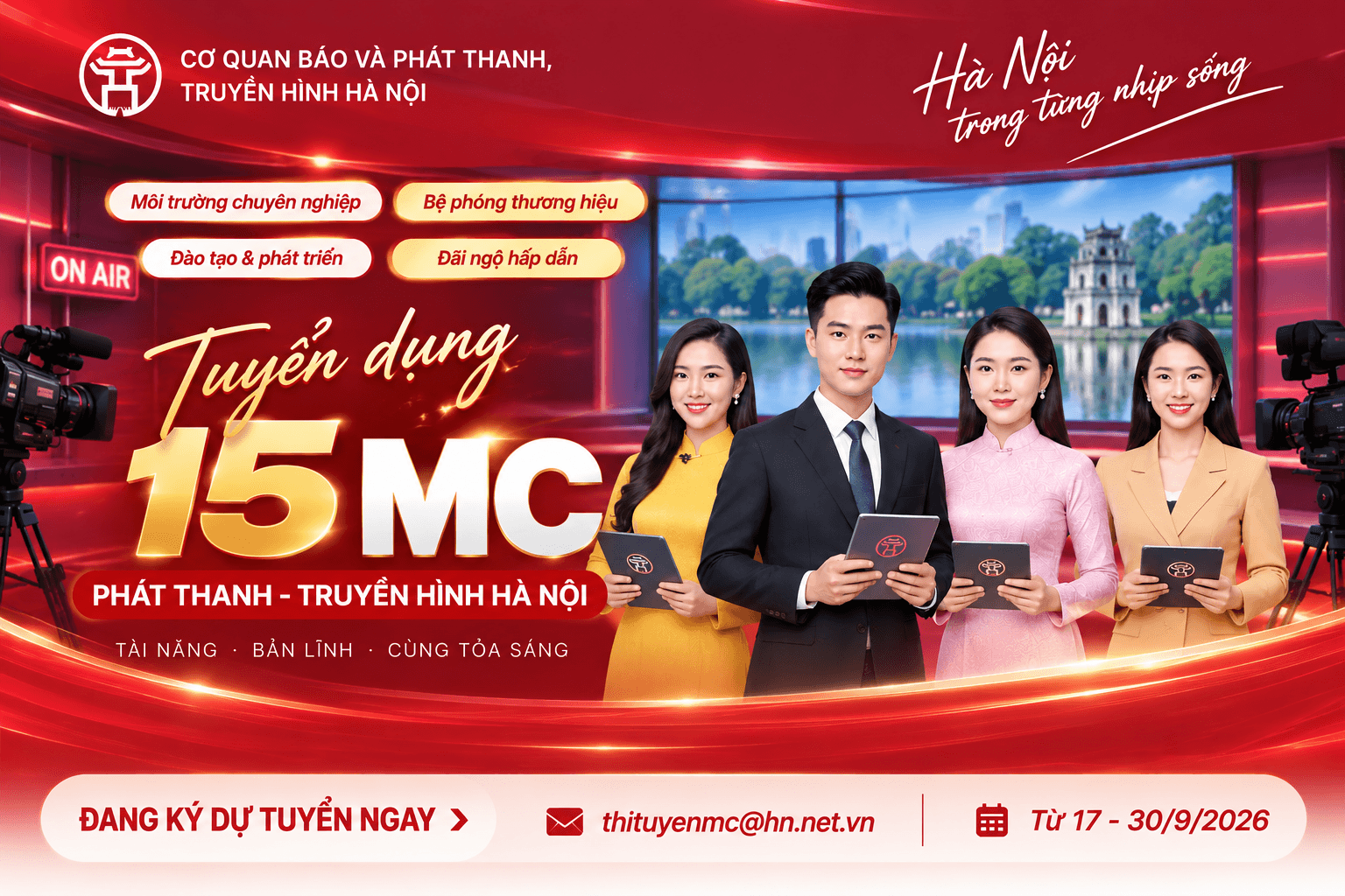Cơ quan Báo và Phát thanh, truyền hình Hà Nội tuyển 15 MC phát thanh - truyền hình