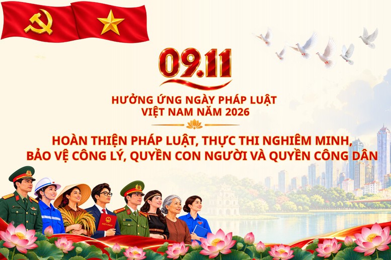 Bộ Tư pháp giới thiệu bộ nhận diện tuyên truyền Ngày Pháp luật Việt Nam năm 2026